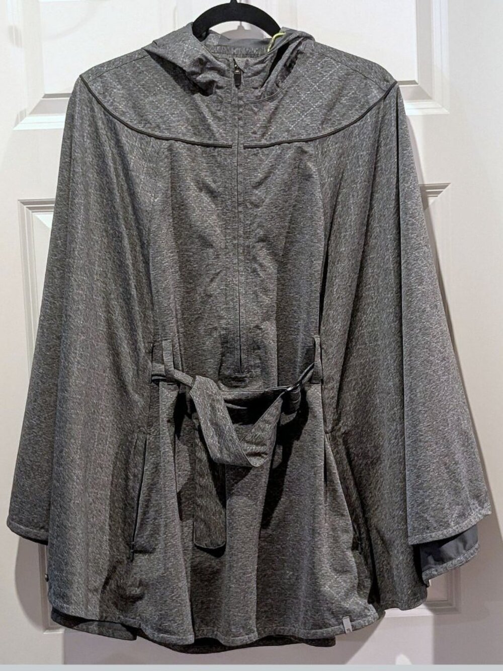 M by Novara Womens Half-Zip Gray Cycling Hooded Cape Rain Jacket Poncho S/M
